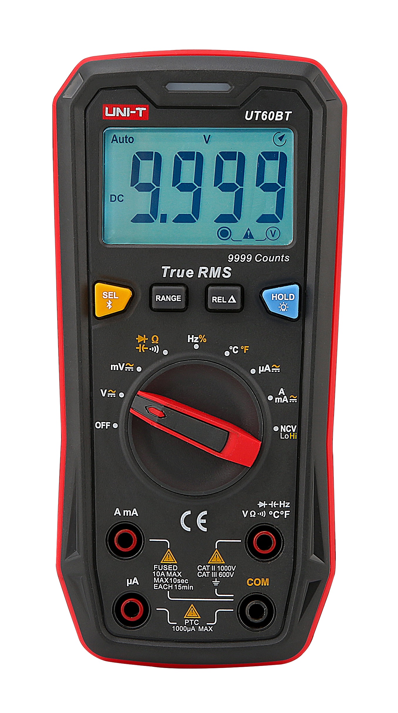 Skaitmeninis multimetras DC/AC1000V;  DC/AC 10A;  100MΩ; 10mF;  10MHz; -40-1000C; Bluetooth, UNI-T