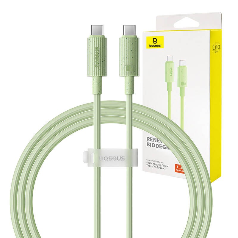 Greitojo įkrovimo laidas "Baseus" USB-C į USB-C "Habitat" serijos 1 m 100 W (žalias)