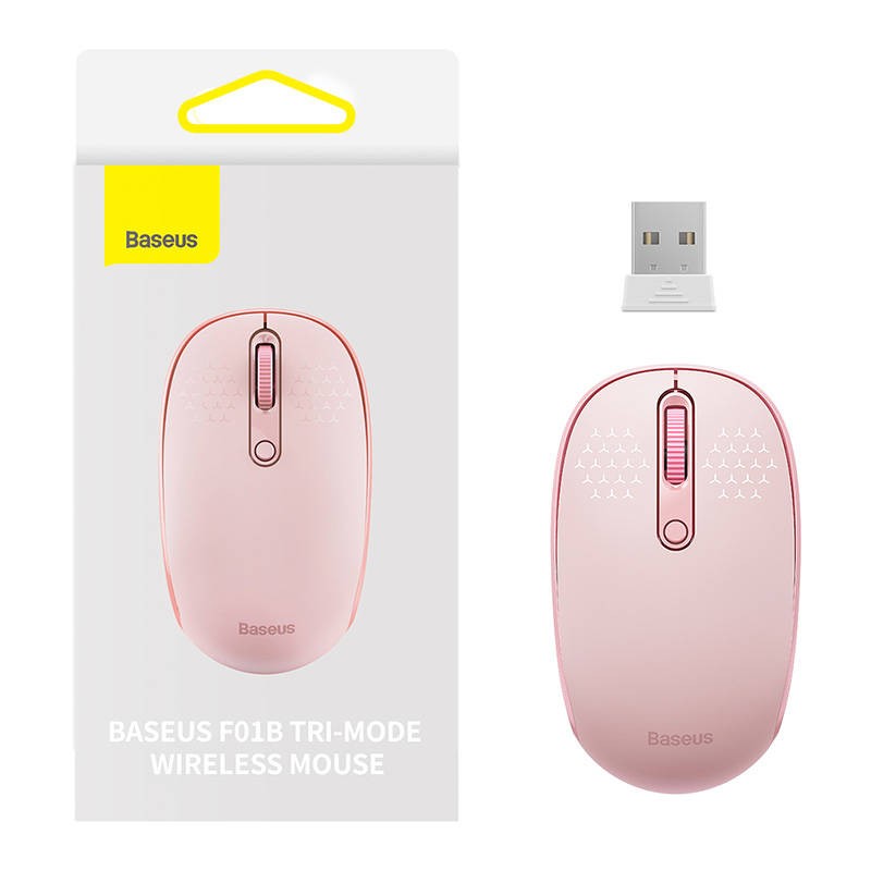 Belaidė pelė "Baseus F01B Tri-mode 2.4G BT5.0 1600 DPI" (rožinė)