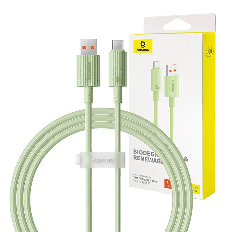 Greitojo įkrovimo laidas "Baseus USB to USB-C Habitat Series" 1 m 100 W (žalias)