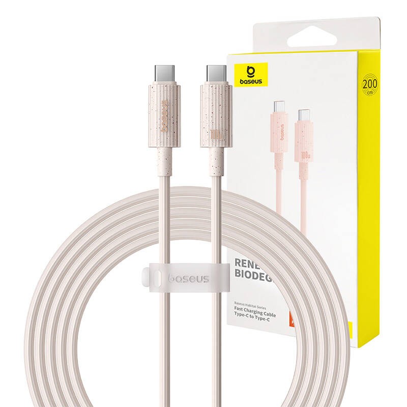 Greitojo įkrovimo laidas "Baseus" USB-C į USB-C "Habitat" serijos 2 m 100 W (rožinis)