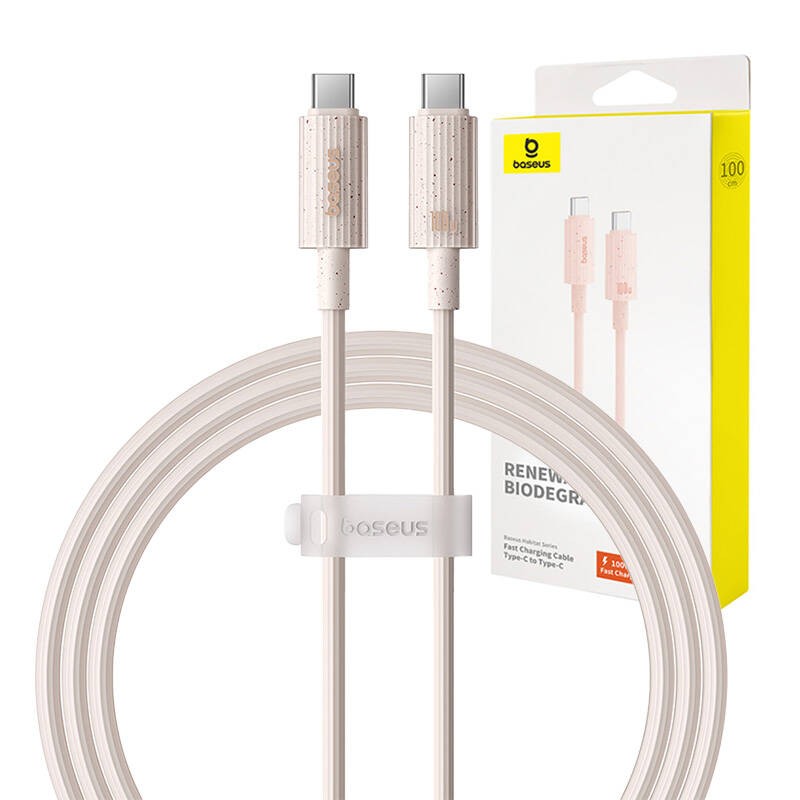 Greitojo įkrovimo laidas "Baseus" USB-C į USB-C "Habitat" serijos 1 m 100 W (rožinis)