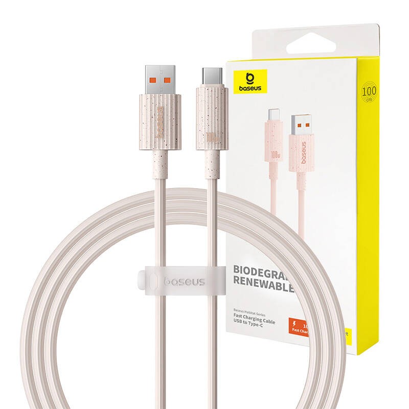 Greitojo įkrovimo laidas "Baseus" iš USB į USB-C "Habitat" serijos 1 m 100 W (rožinis)