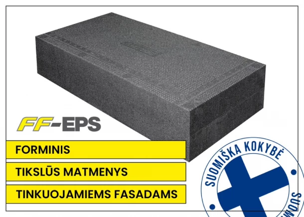 Polist. putplastis Finnfoam FF-EPS 70 FL, fasadui, frez., 1.2x0.6m (įv.storiai)