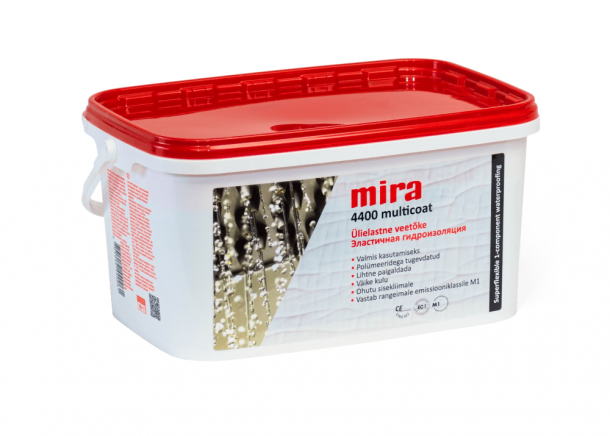 Mastika hidroizoliacinė Mira 4400 MULTICOAT, vidaus darbams, 6-15kg