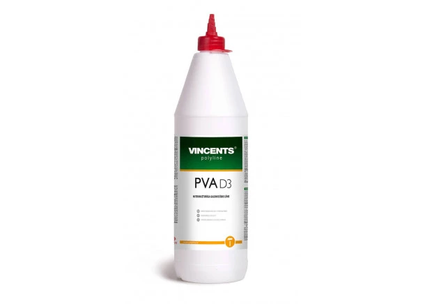 Klijai medienai Vincents PVA D3, vidaus darbams, talpa 1-5kg