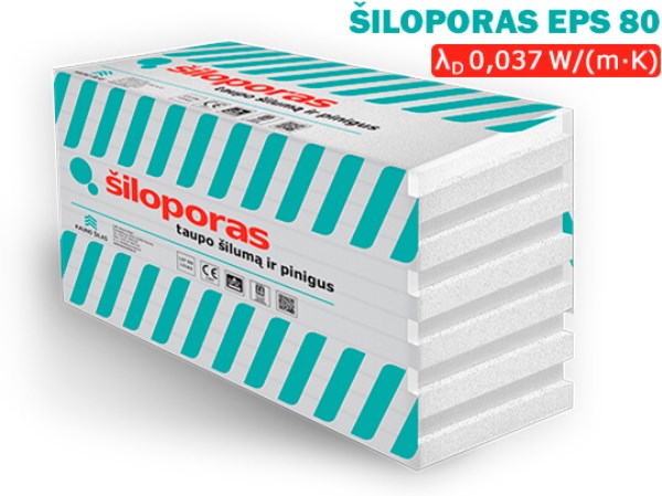 Polistirenas, šiloporas EPS 80 M17, 30x1000x1000 mm
