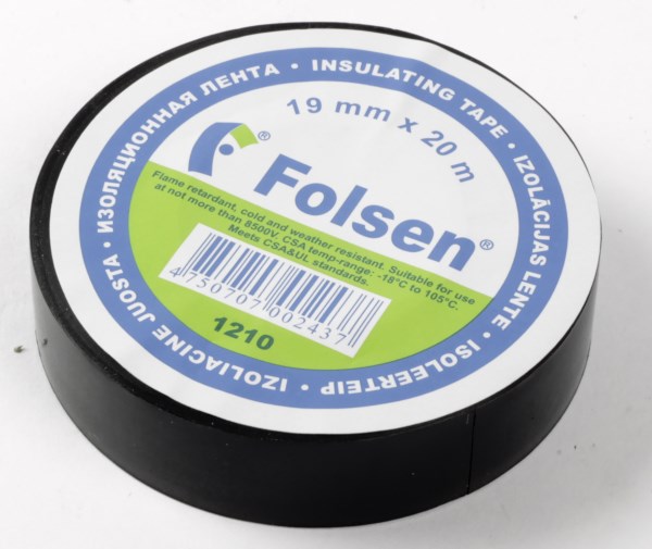 Juosta izoliacinė 19 mm x 33 m juoda FOLSEN