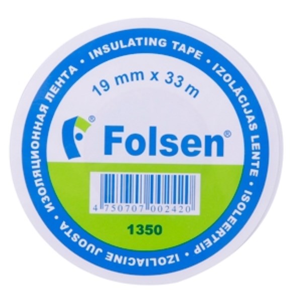Juosta izoliacinė 19 mm x 33 m balta FOLSEN