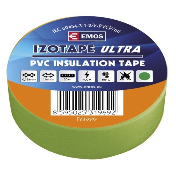 Juosta izoliacinė PVC BENIZOL 19mm x 20 m žalia Emos