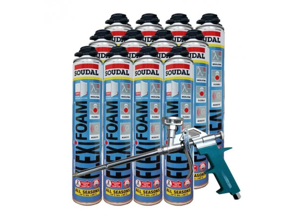 Putos montavimo Soudal FLEXIFOAM GUN, izoliacinės, 12vnt.+dovana