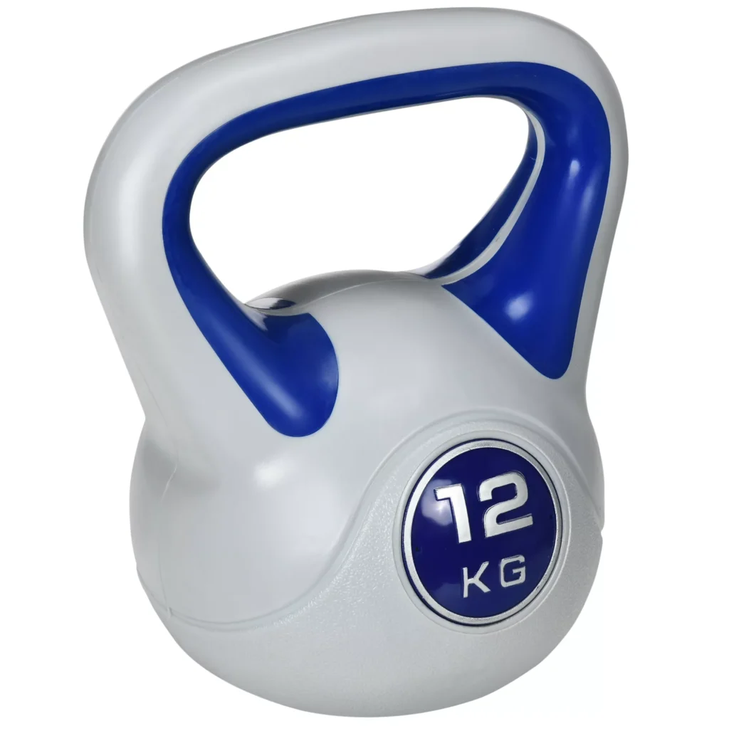 SPORTNOW Kettlebell 12 KG jėgos treniruočių ir fitneso treniruokliai, pritaikyti prie grindų, mėlyni