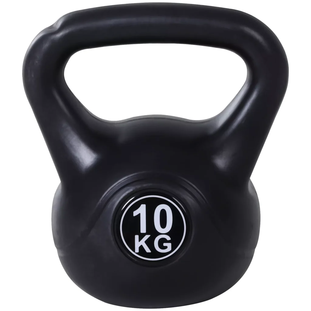 HOMCOM Ketlbells Svarmalius 10 kg Svorio Hantelis Užpildytas Smėliu Pradedantiesiems Juodas