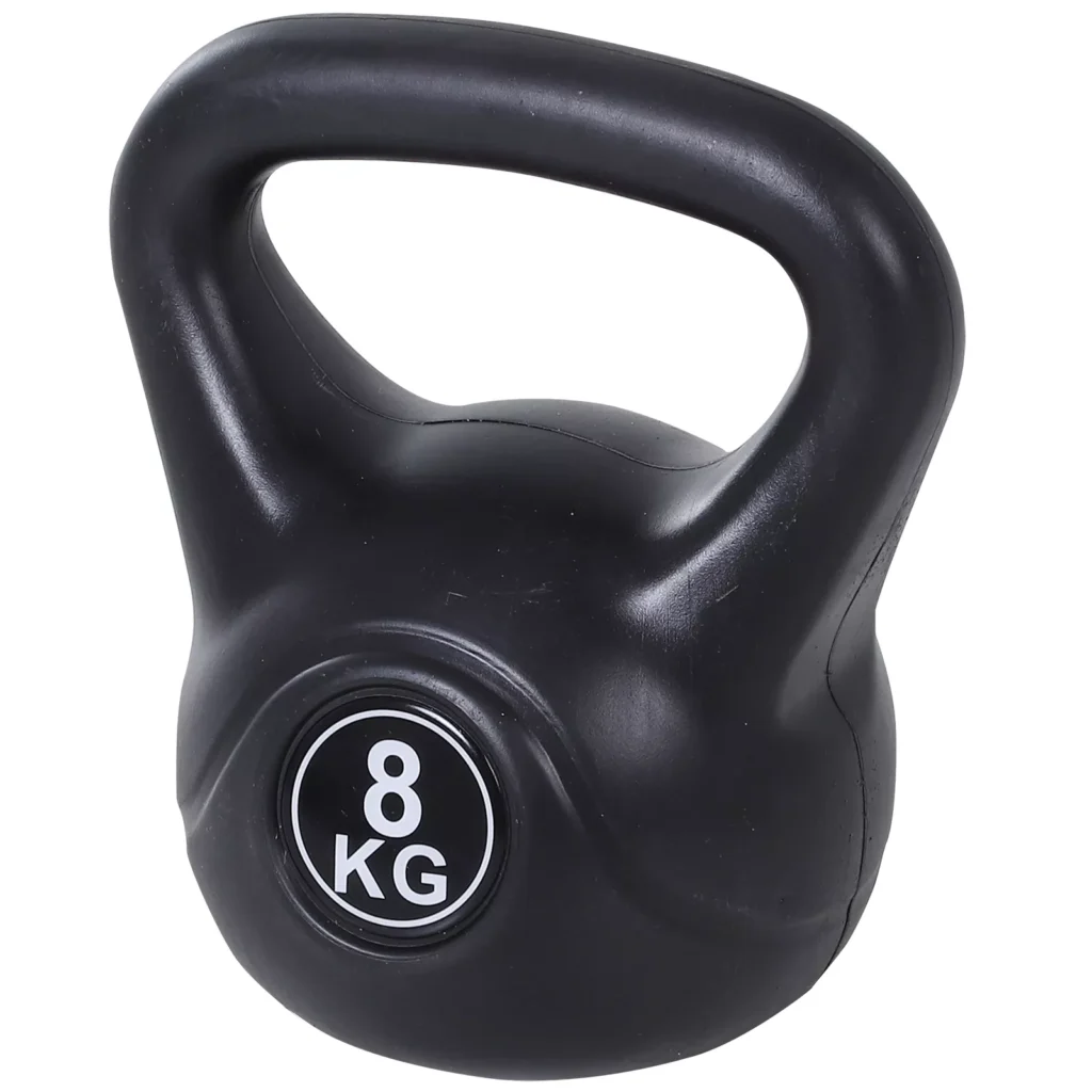 HOMCOM Kettlebell Rutulinis svoris 8 kg su smėliu pripildytas hantelis, skirtas pradedantiesiems, juodas
