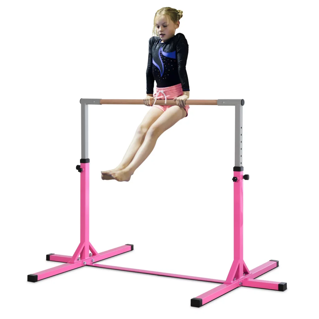 Gimnastikos skersinis, reguliuojamo aukščio iki 75 kg - rožinis