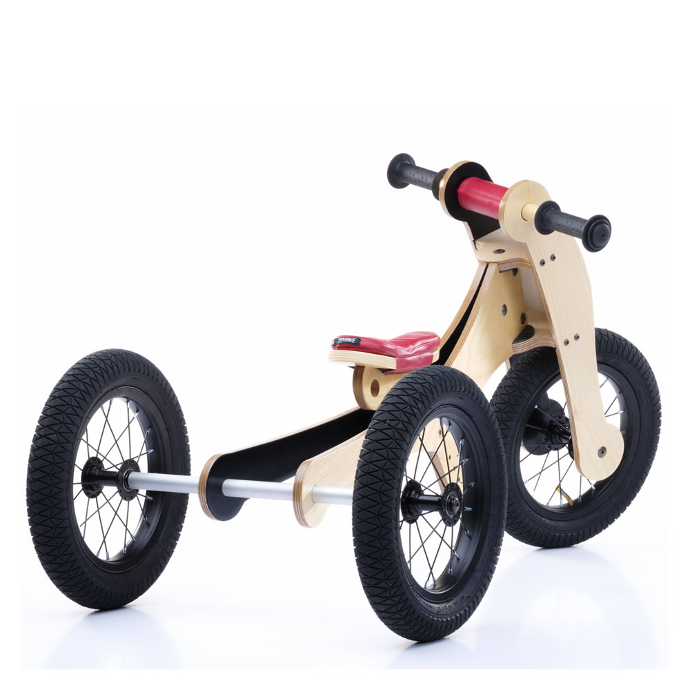 Medinis balansinis dviratukas-triratukas Trybike 4-in-1, raudonas