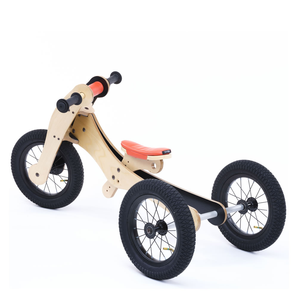 Medinis balansinis dviratukas-triratukas Trybike 4-in-1, oranžinis