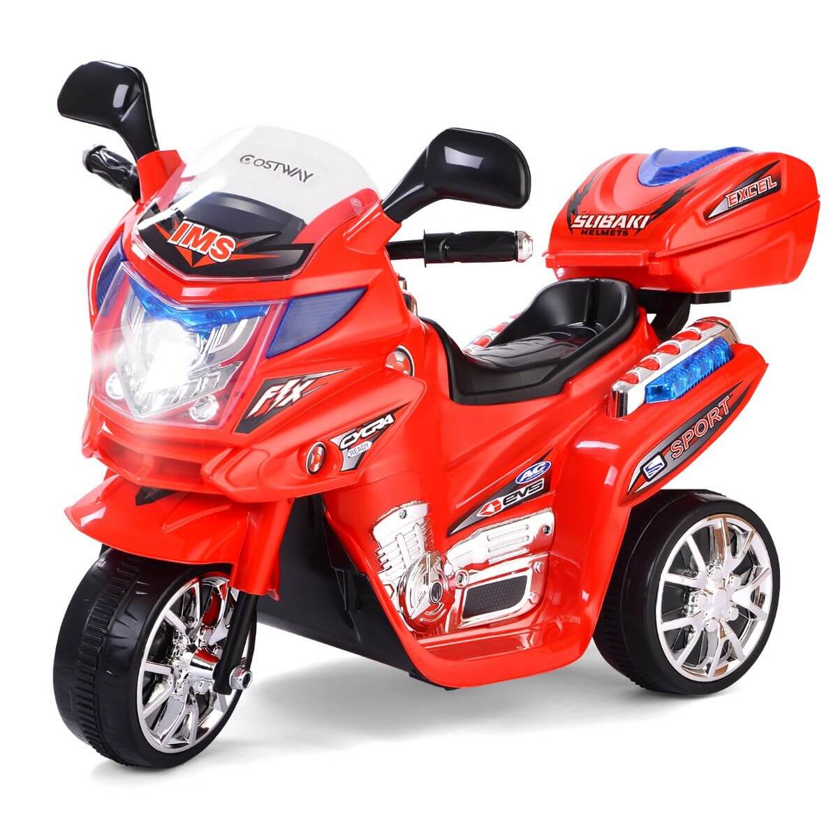 Vaikiškas Elektrinis Motociklas Su LED Šviesomis Ir Muzika, Raudonas 3060