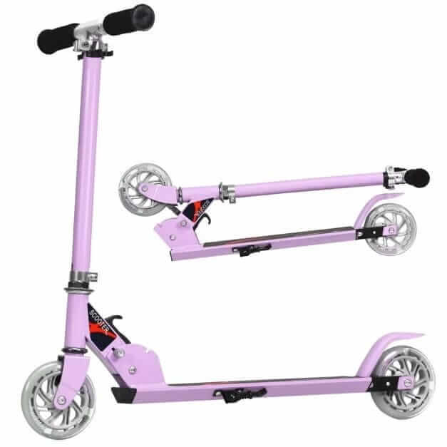 Sulankstomas Vaikiškas Paspirtukas Violetinis Su LED Ratukais Iki 70 Kg, 4 m +