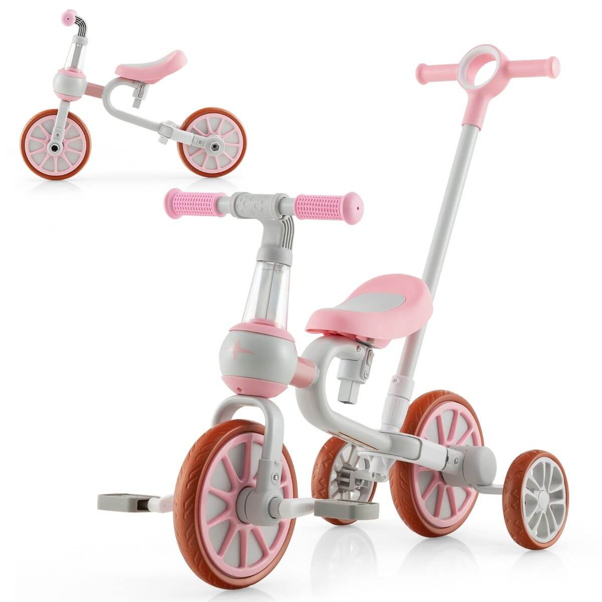 Vaikiškas Triratukas 4-In-1 Rožinės Spalvos 1124