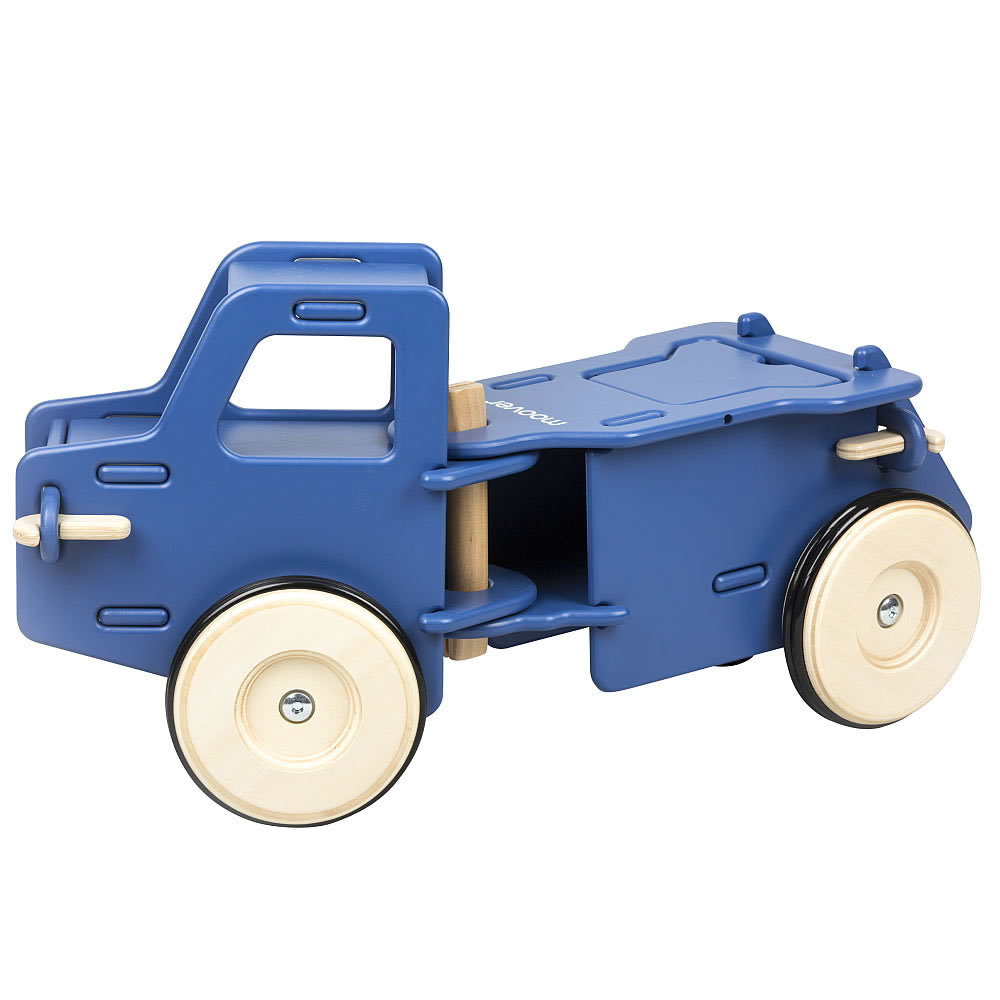 Medinė paspiriama mašinėlė Junior Truck Blue, Moover