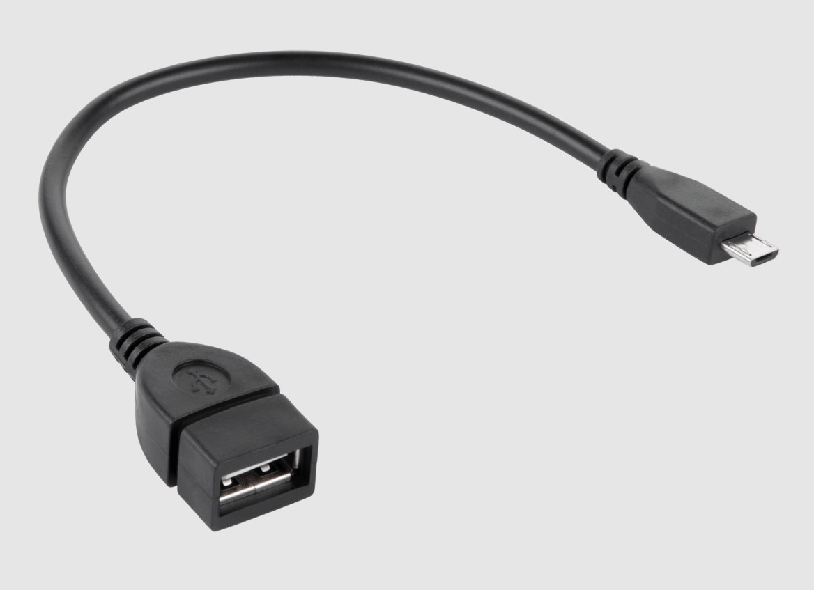Kabelis USB A lizdas - micro USB B kištukas 0.2m, OTG,  juodas