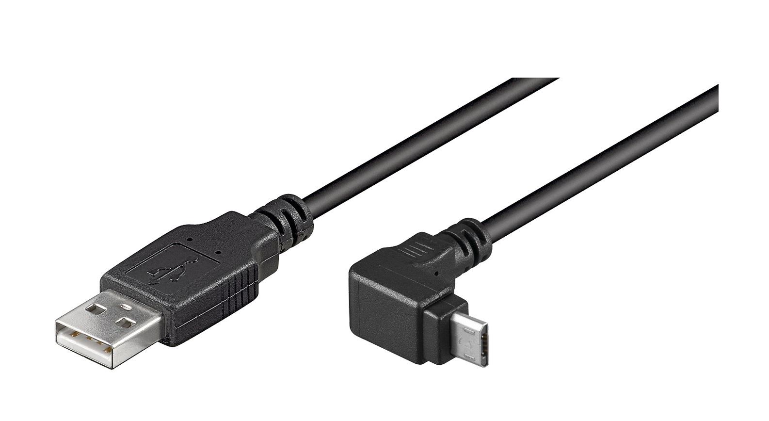 Kabelis USB A kištukas - micro USB B kištukas kampinis 1.8m