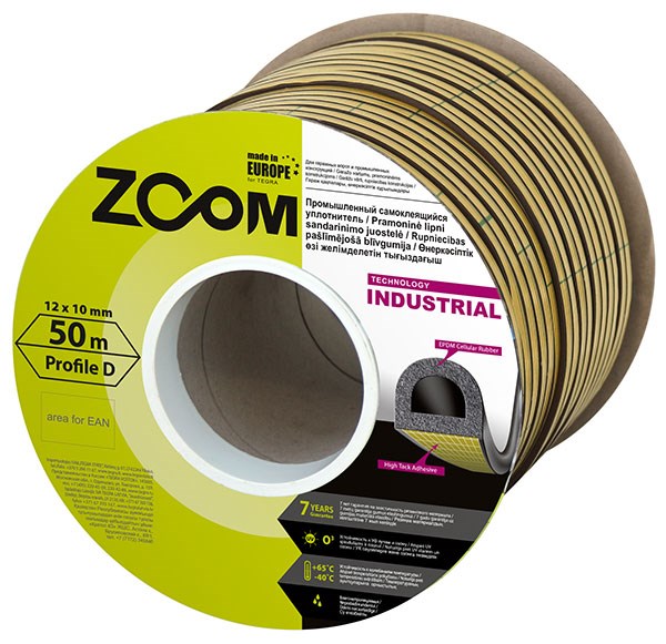 Sandarinimo juostelė ZOOM "D" Industrial 12x10, 50 m, balta
