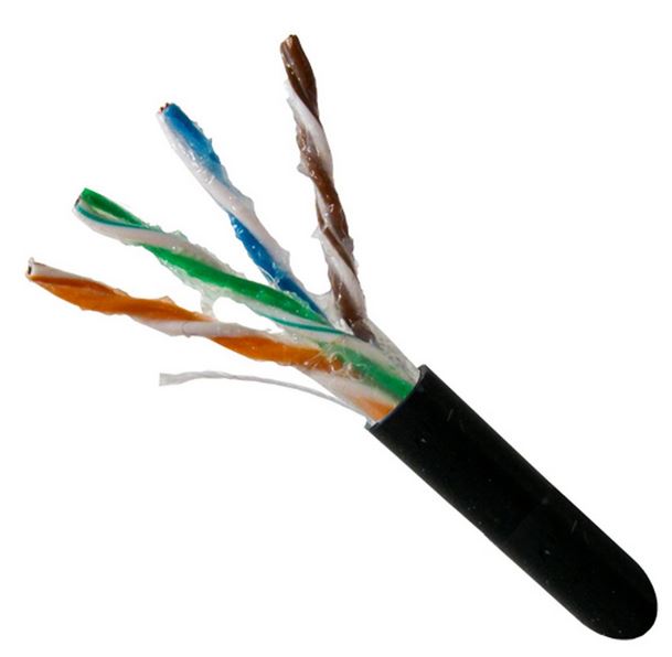Kabelis UTP CAT5e 4x2x0.5mm (juodas, lauko sąlygoms su žele), viengyslis, varinis