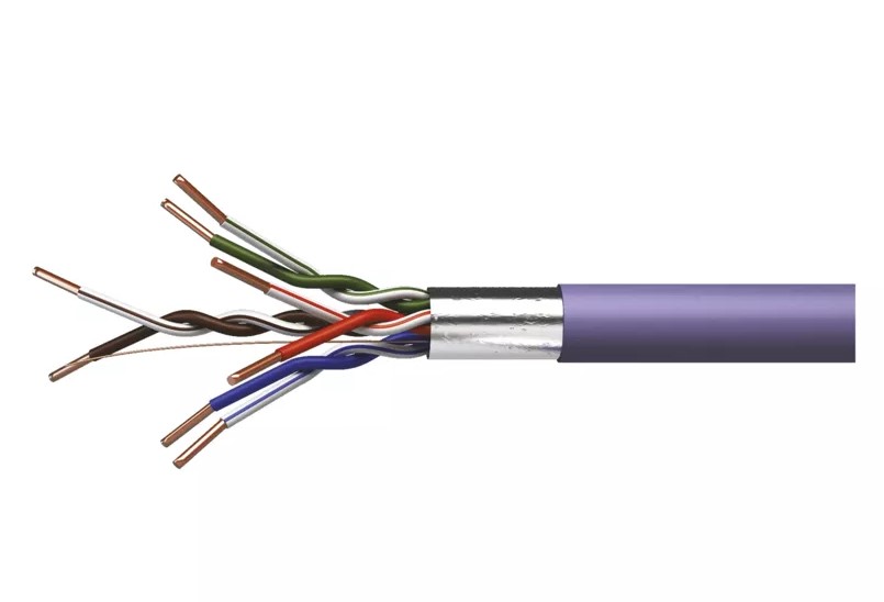 Kabelis FTP CAT5e 4x2x0.48mm, viengyslis, varinis, su LSZH izoliacija Dca violetinis EMOS