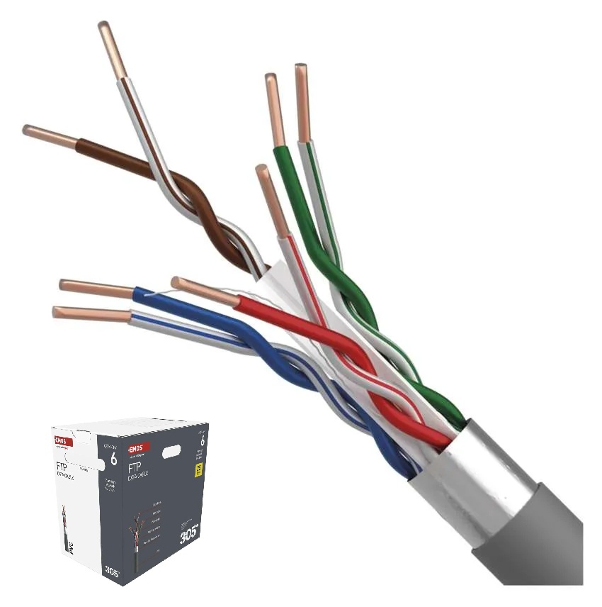 Tinklo kabelis F/UTP CAT6 23AWG, viengyslis, varinis, Eca CU EMOS