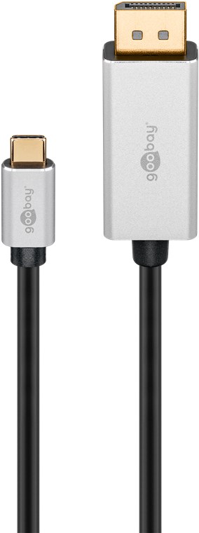 Goobay | USB-C to DisplayPort Adapter Cable | Silver/Black | Type-C | DisplayPort | USB-C to DisplayPort | 2 m