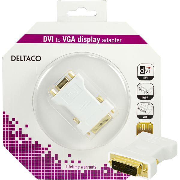 Adapteris DELTACO DVI-A-M - VGA-F, baltas / DVI-4A-K