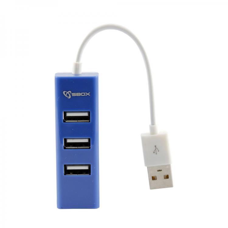 Adapteris Sbox H-204 USB 4 Ports USB HUB blueberry blue