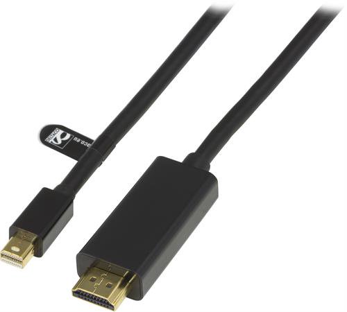 Adapteris DELTACO DP-HDMI204 mini DisplayPort to HDMI DELTACO MINI DISPLAYPORT/HDMI,2M,JUODAS