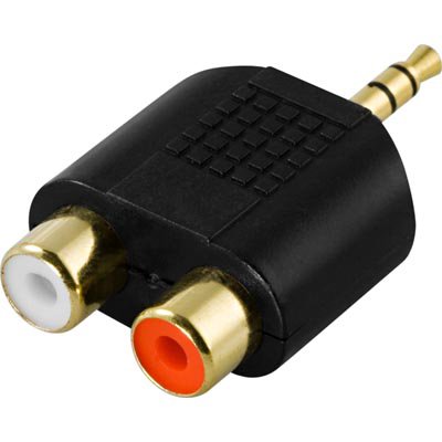 Adapteris DELTACO 3.5mm M - 2xRCA F / AA-25