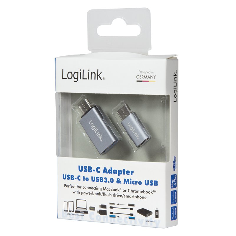 Adapteris ir šokotuvas Logilink  USB-C to USB3.0 and Micro USB Adapter  USB 3.1 type-C  USB 3.0,