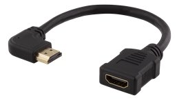 DELTACO Lankstus HDMI adapteris, 0,2 m, kampinis, HDMI M / F, UHD, juodas  Lankstus HDMI adapteris s