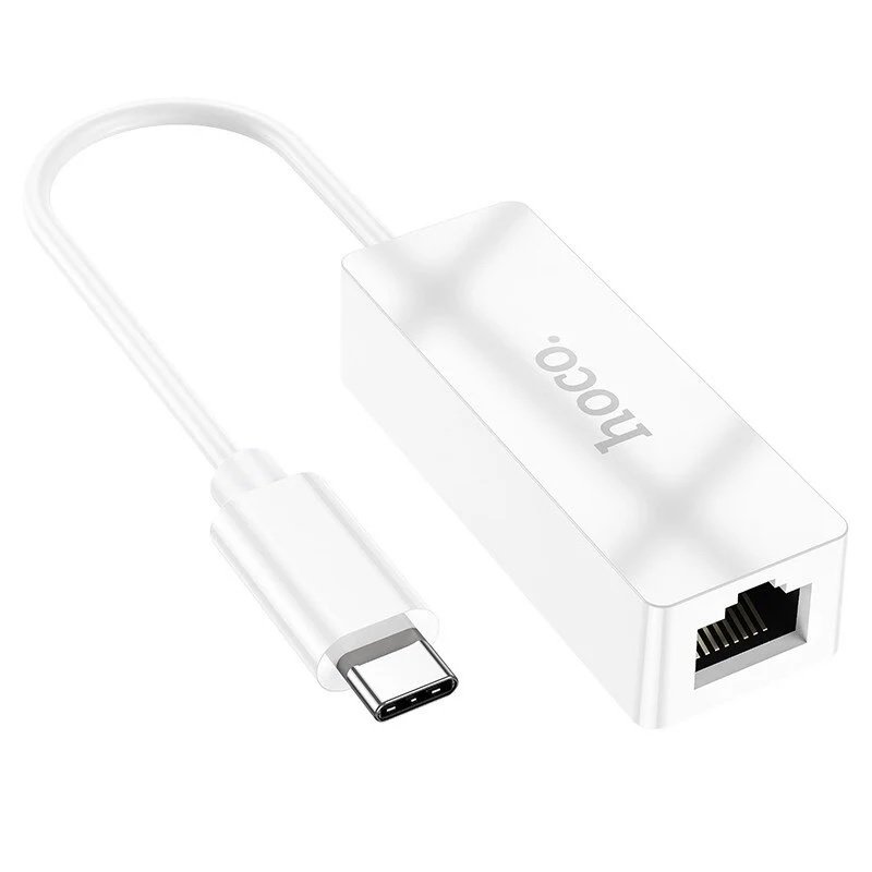 Adapteris Hoco UA22 USB-A to RJ45 100 Mbps, baltas