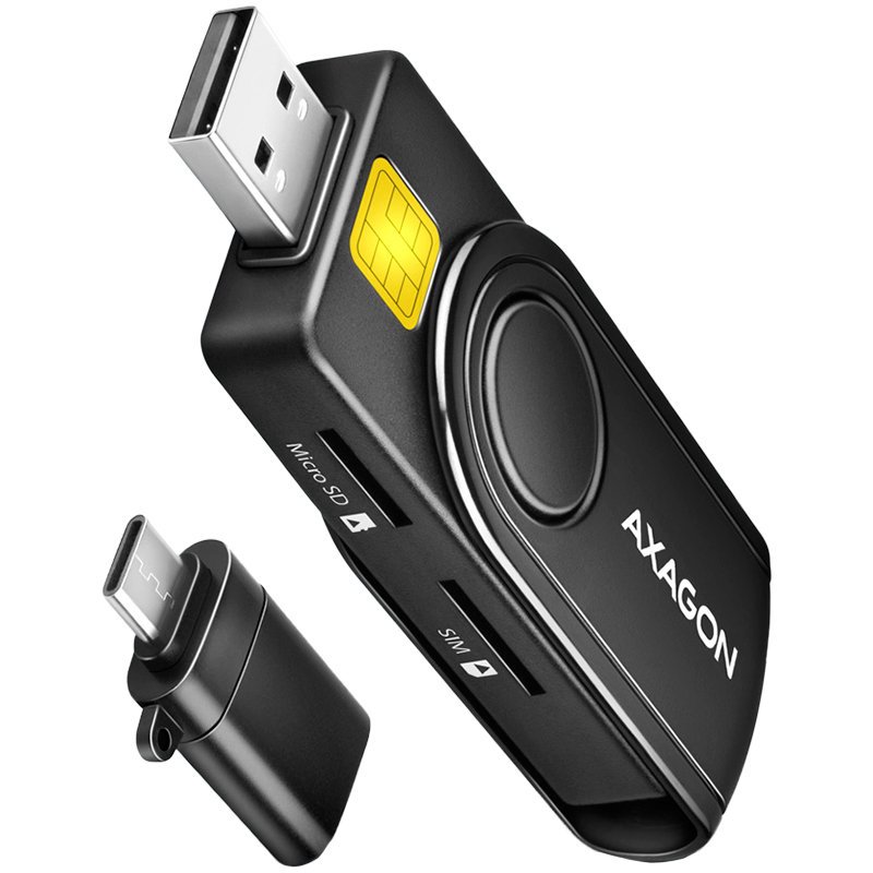 Adapteris Axagon Compact travel USB-A + USB-C/ID card and SD /microSD