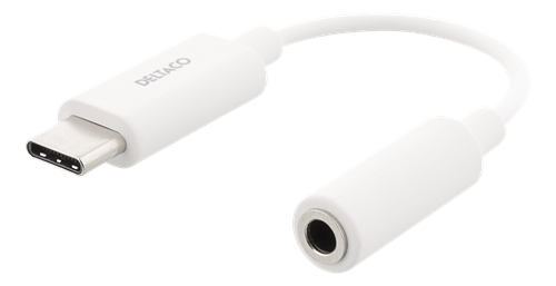 Adapteris DELTACO USB-C į 3.5mm, 11 cm, baltas / USBC-1145