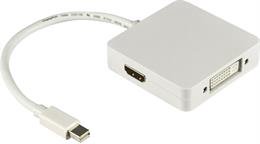 DELTACO Mini DisplayPort to DVI / HDMI / DisplayPort adapter, Ultra HD in 30Hz, Ultra HD in 30Hz, wh