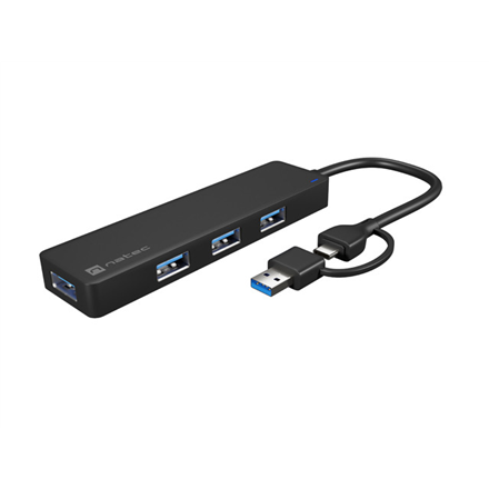 Adapteris Natec USB 3.0 HUB, Mayfly, 4-Port, Black