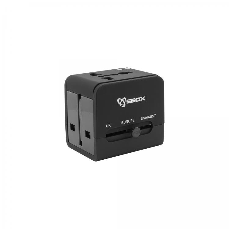 Adapteris Sbox TA-23 Universal Travel with Dual USB Charger