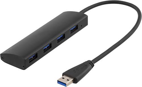 Šakotuvas DELTACO USB 3.1 GEN 1, 4x Type A, ALIUMINIS, 0.3M, JUODAS / UH-481