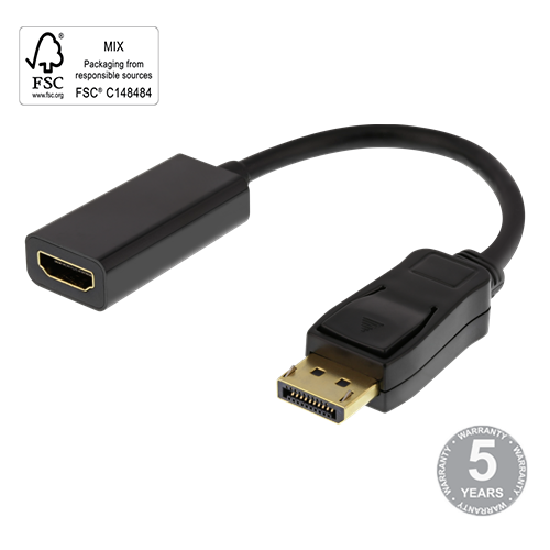 Adapteris DELTACO HDMI - DisplayPort, 4K UHD 60Hz, 0,2m, juodas / 00110022