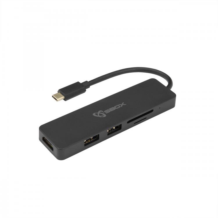 Adapteris Sbox TCA-51 USB Type-C->HDMI/USB-3.0/SD+TF