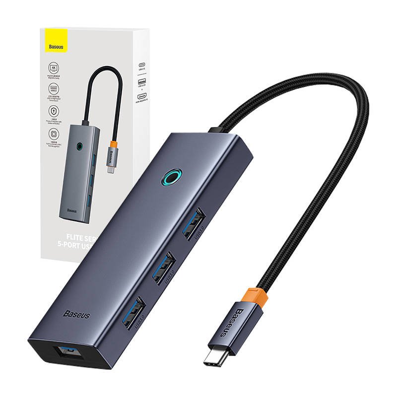 Jungčių stotelė / adapteris BASEUS USB C kištukas - 2 rūšių jungtys (HDMI + 4xUSB3.0) UltraJoy