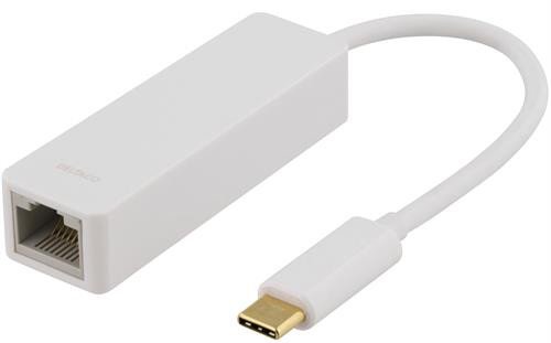 Adapteris DELTACO 1xRJ45, 1xUSB 3.1, baltas / USBC-GIGA1