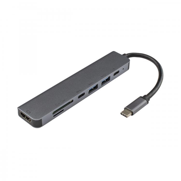 Adapteris Sbox TYPEC-7IN1 PD + C + HDMI + TF + SD + 2 x USB